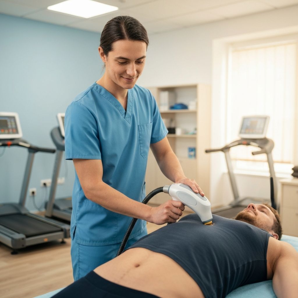 Shockwave therapy treatment on shoulder